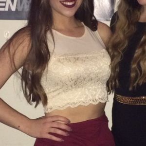 Cream lace crop top